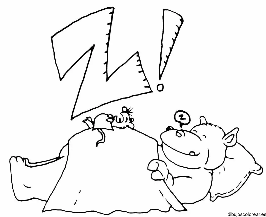 Dibujo de la letra Z con un hipopotamo