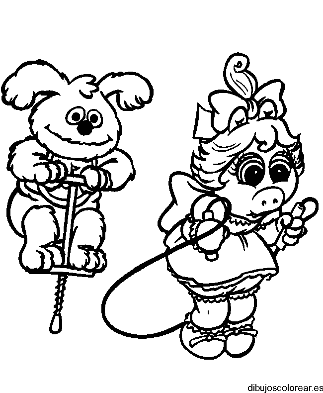Dibujo de Piggy saltando la cuerda