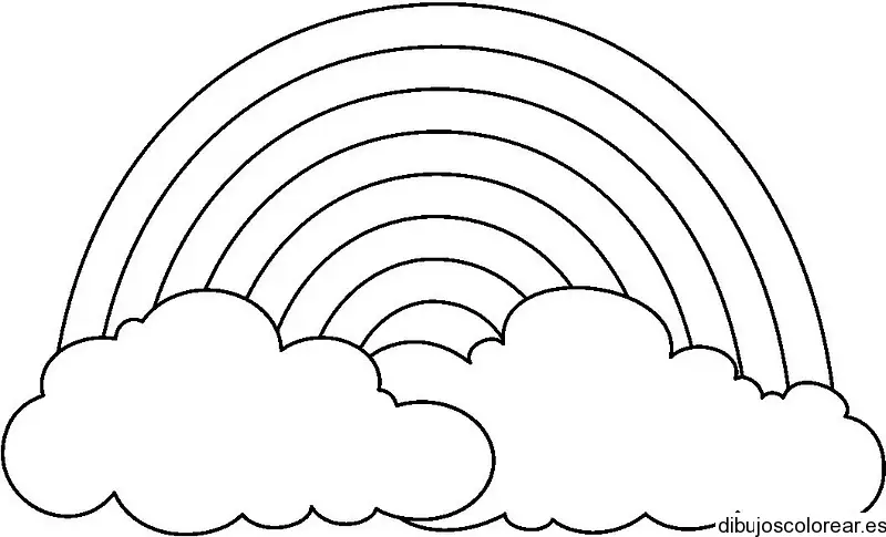 Dibujo de arcoiris con dos nubes