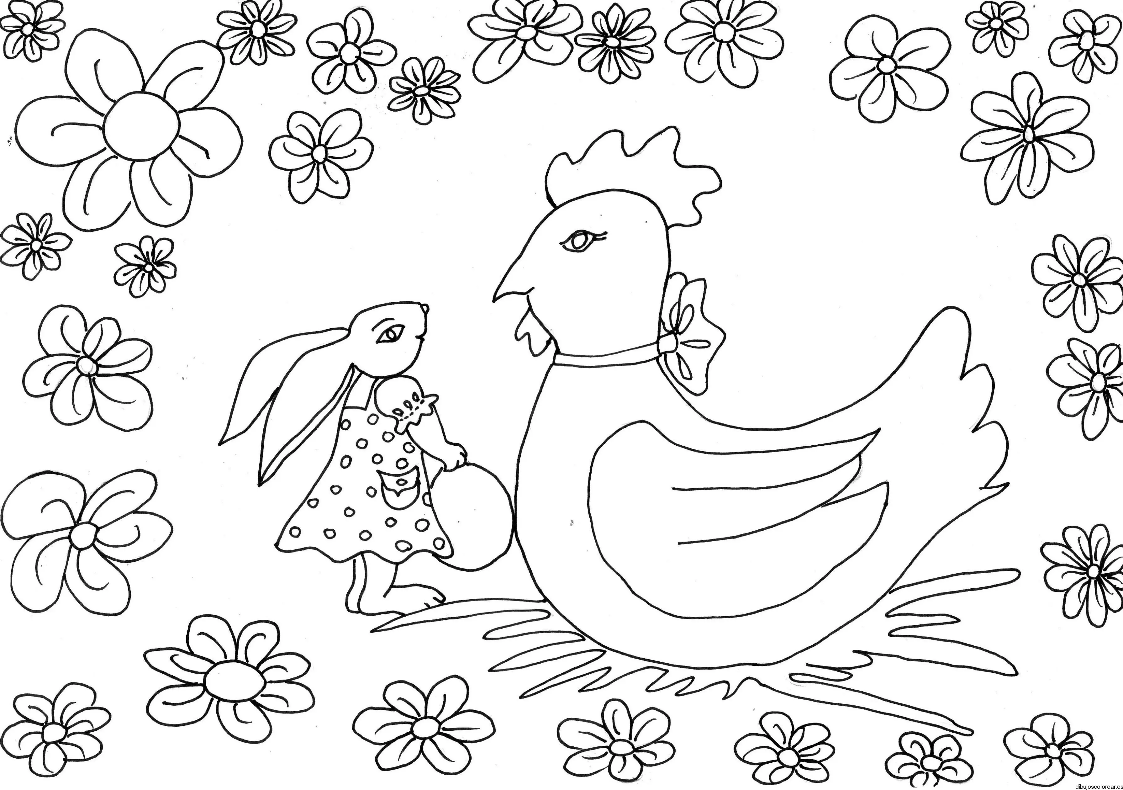 Conejo de pascua y gallina
