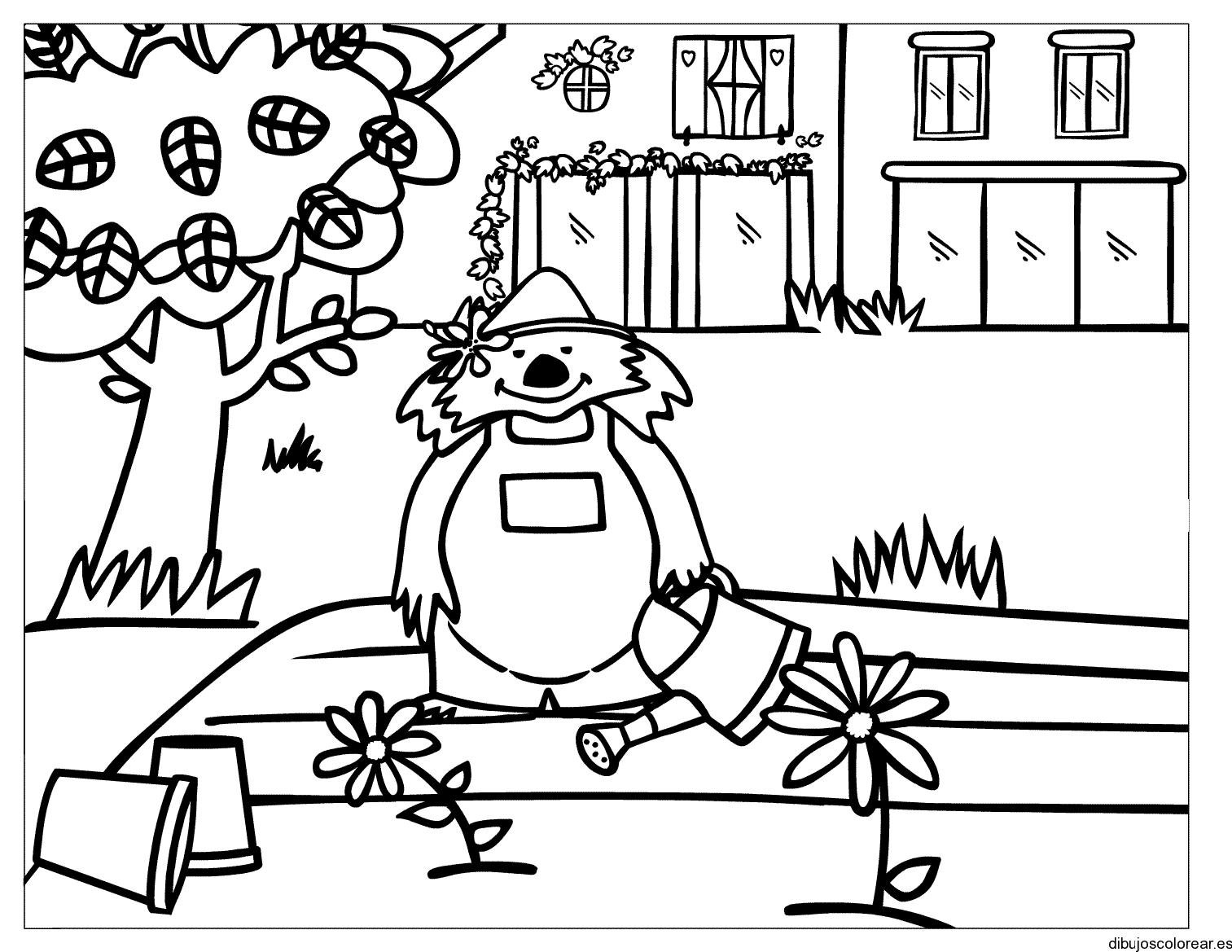 Dibujo de un oso jardinero