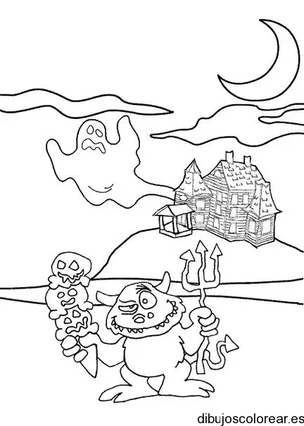 Dibujo de paisaje de Halloween