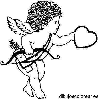 Dibujo de un Cupido con corazón