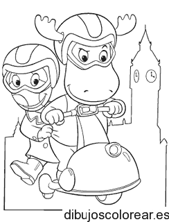 Dibujo de dos venados en moto