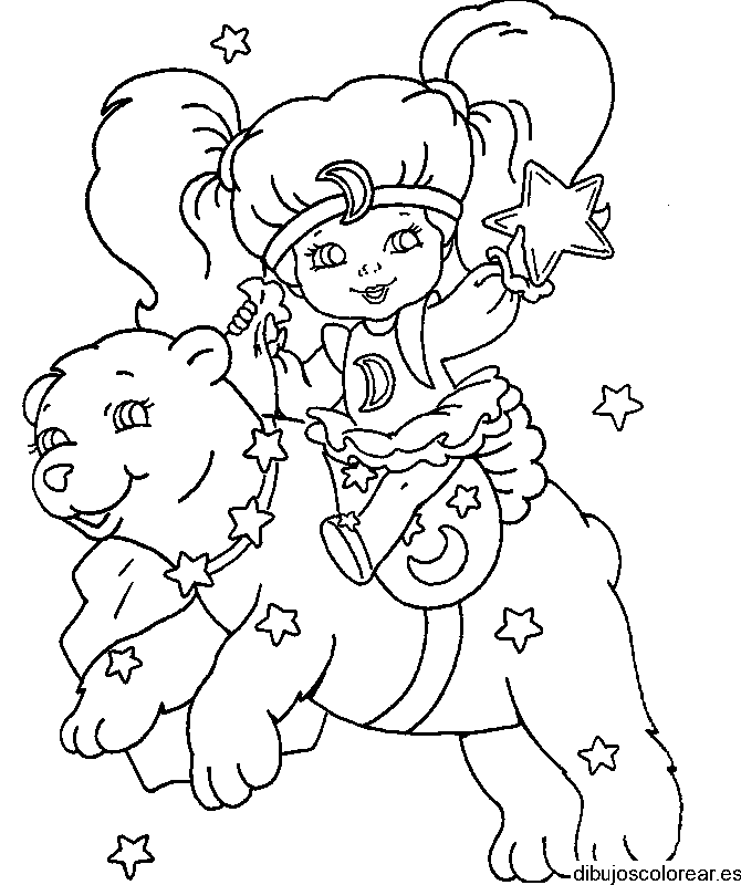 Dibujo de una niña por las nubes