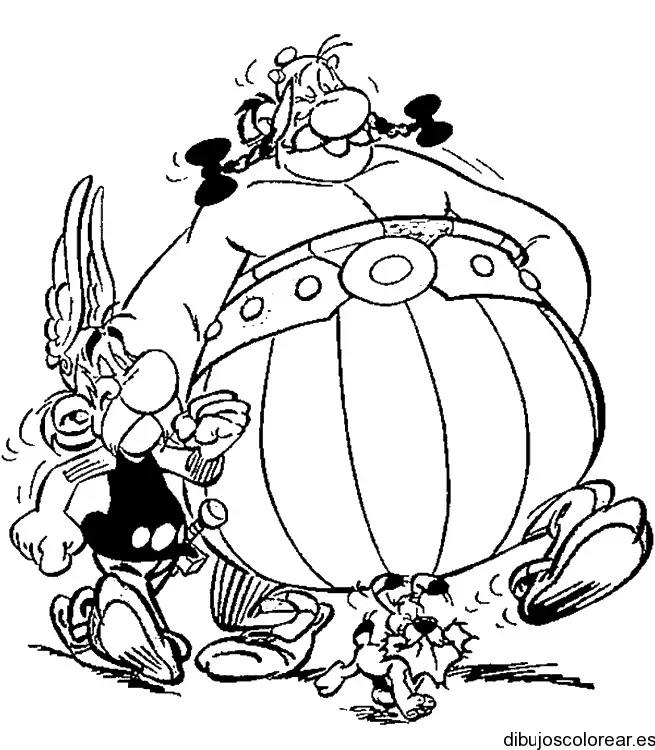 Dibujo de Asterix y Obelix con un perrito