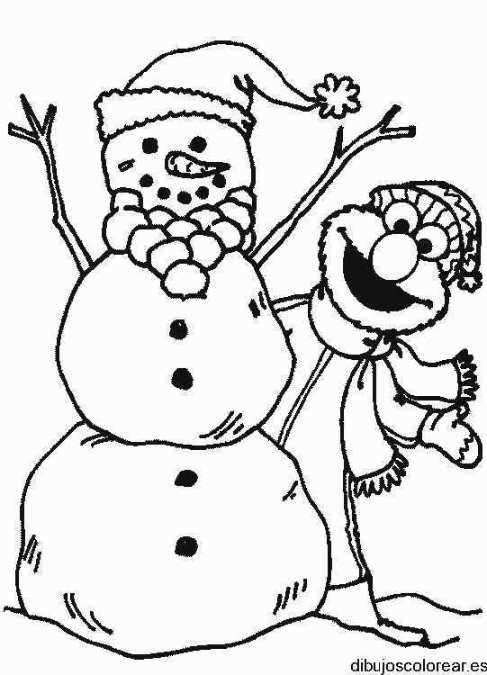 Dibujo de Enrique con el hombre de nieve