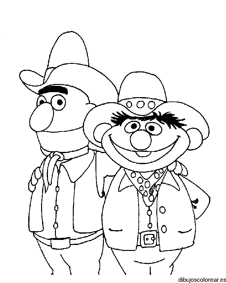 Dibujo de Enrique y Beto vaqueros