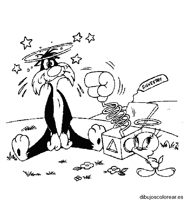Dibujo del gato Silvestre mareado