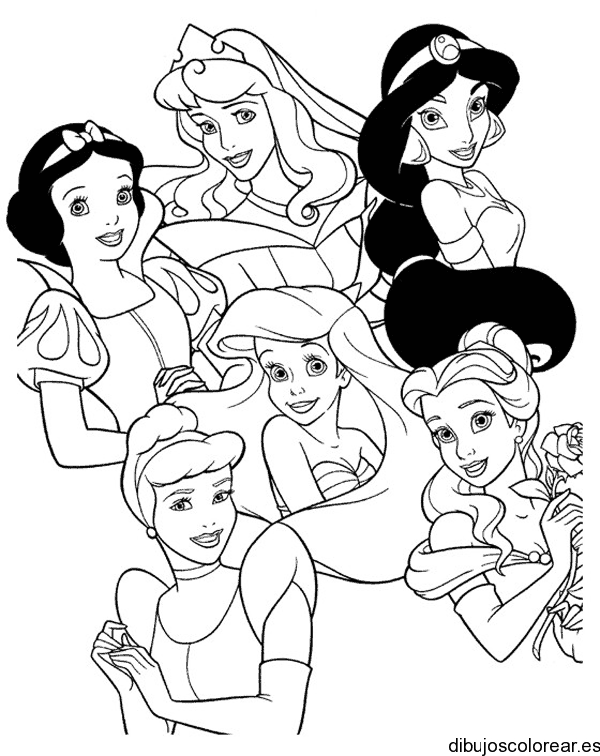 Dibujo con las cinco princesas