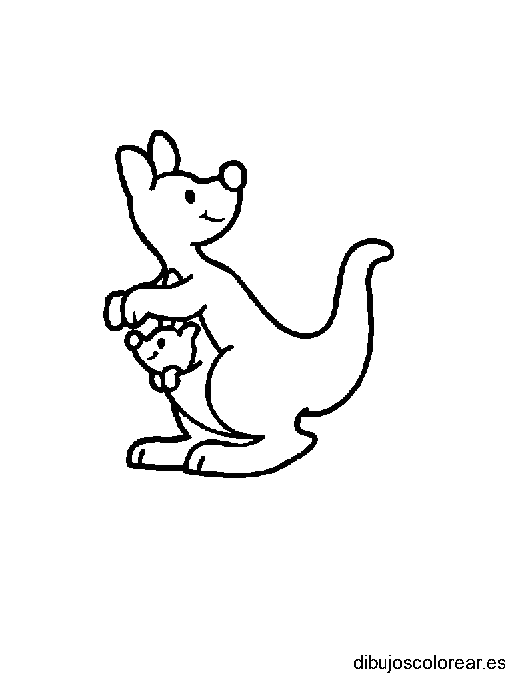 Dibujo de una canguro con un cachorro