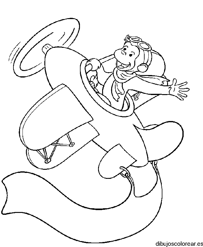 Dibujo de un mono en avión