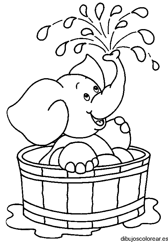 Dibujo de un elefante bañándose