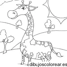 Dibujo de una jirafa en el bosque