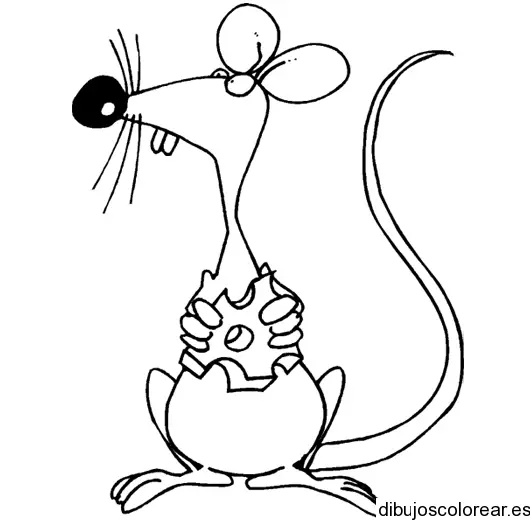 Dibujo de un ratón con su queso