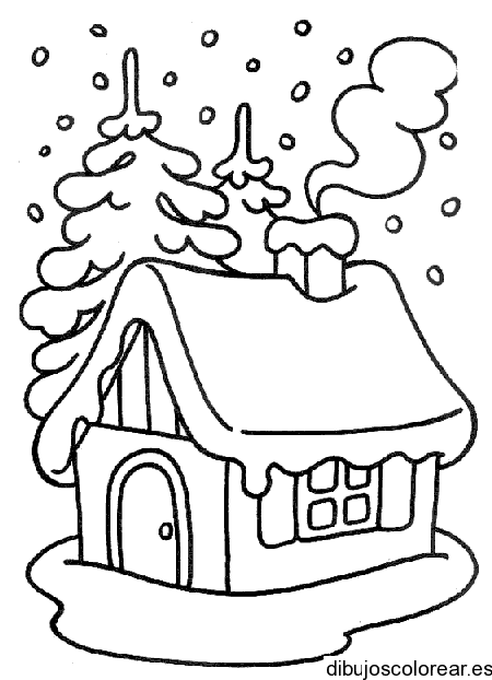 Dibujo de una casa con chimenea humeante