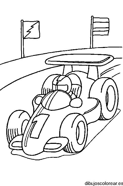 Dibujo de un coche de carreras recorriendo la pista