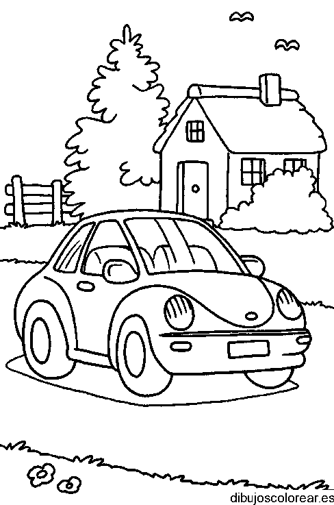 Dibujo de un coche en el vecindario 