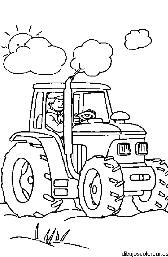Dibujo de un chico en un tractor