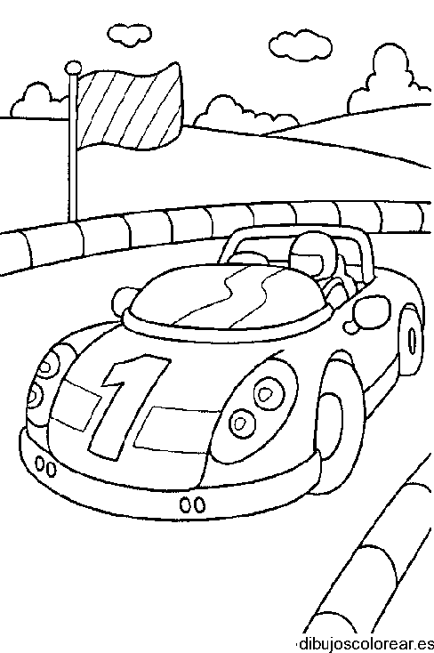 Dibujo de un coche en la línea de salida