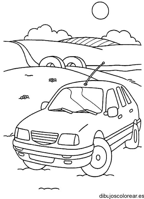Dibujo de un coche bajo la luna