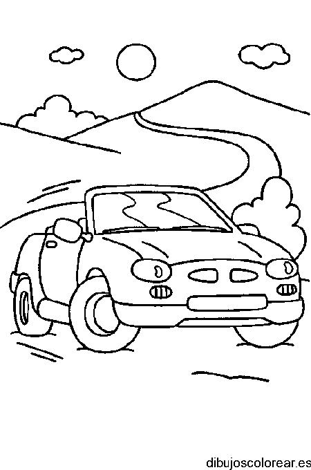 Dibujo de un coche deportivo en la colina