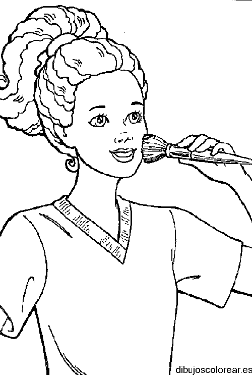Dibujo de una chica maquillándose