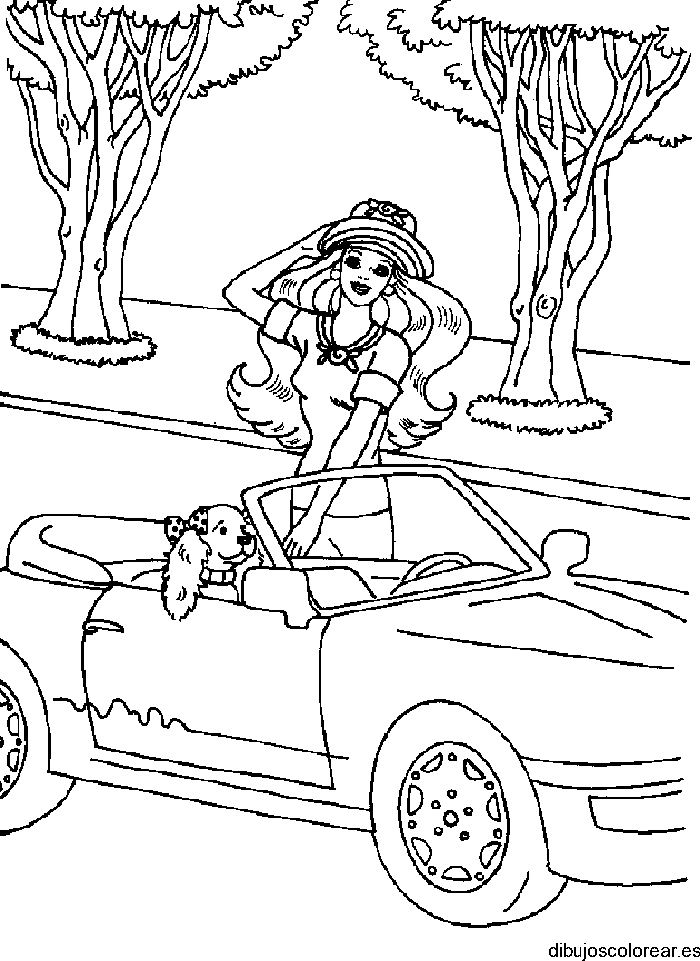 Barbie pasea en coche