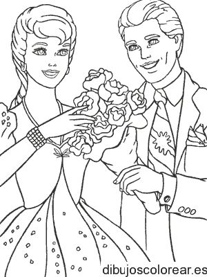 Dibujo de una pareja con flores