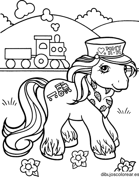 Dibujo de un pony y un tren