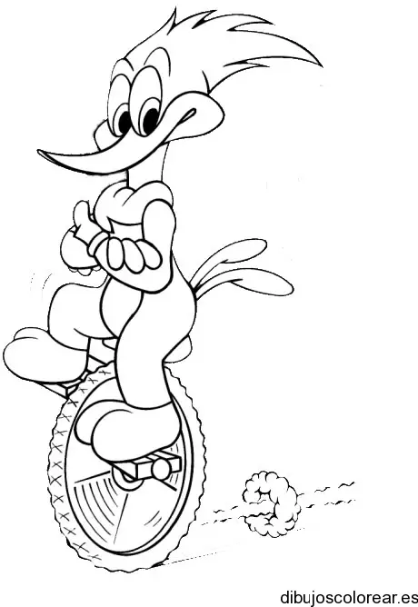 Dibujo del pájaro loco haciendo piruetas