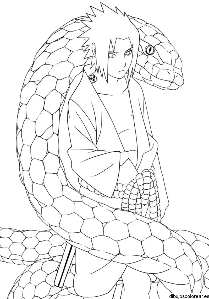 Dibujo de un guerrero y una serpiente