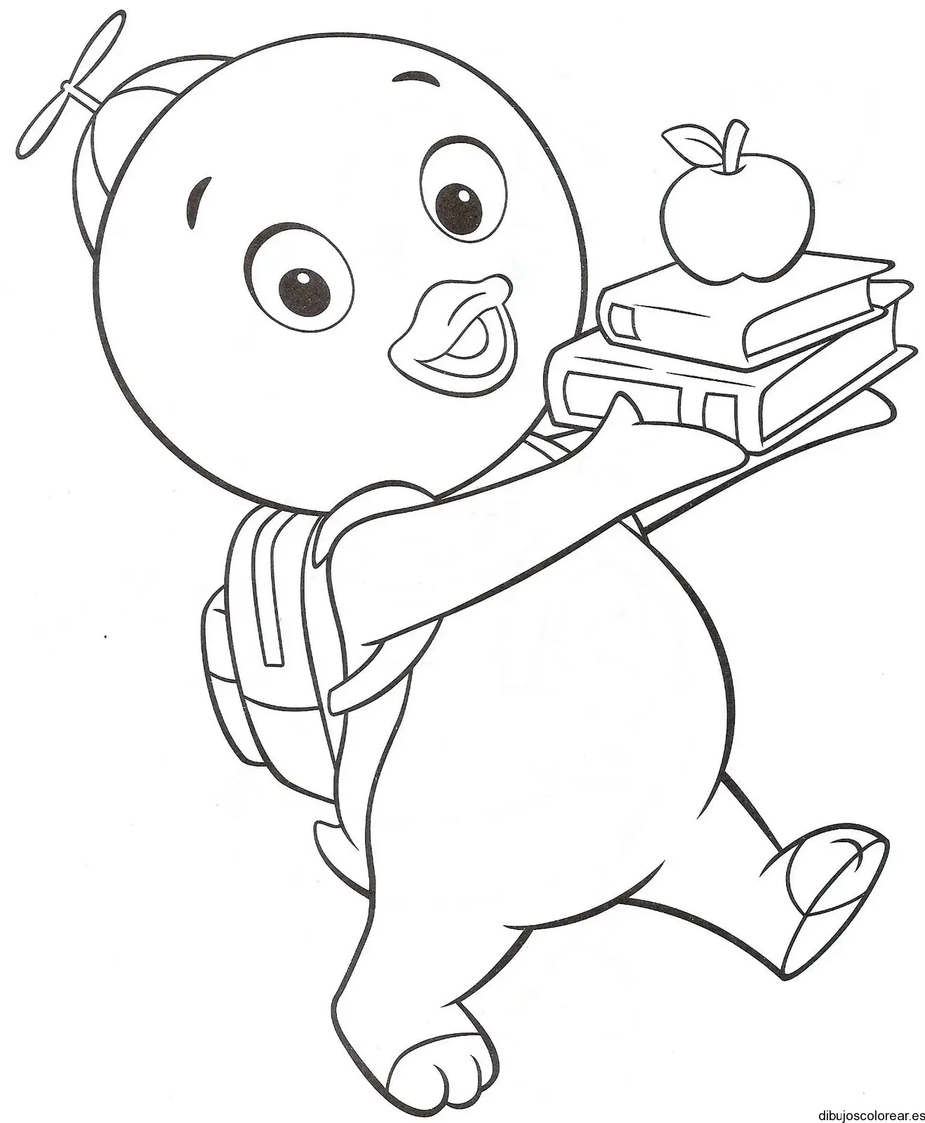 Dibujo de un canario con libros