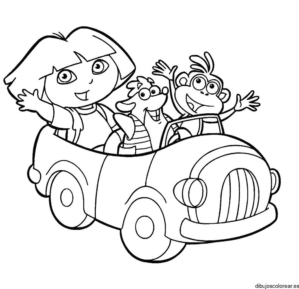 Dibujo de Dora la Exploradora en coche