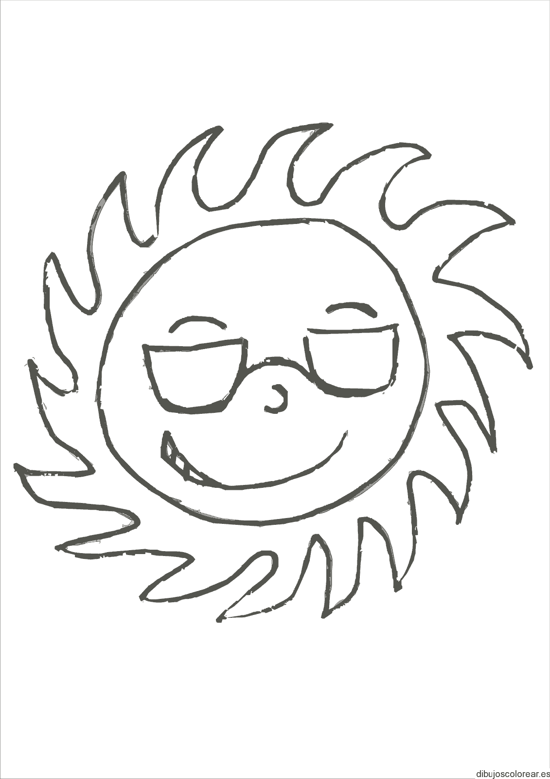 Dibujo de un sol sonriente con gafas