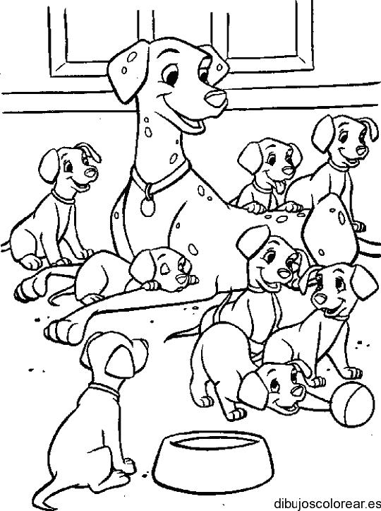 Dibujo de papá Dálmata y sus hijos