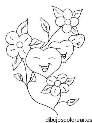 Dibujo de tres corazones sonriendo