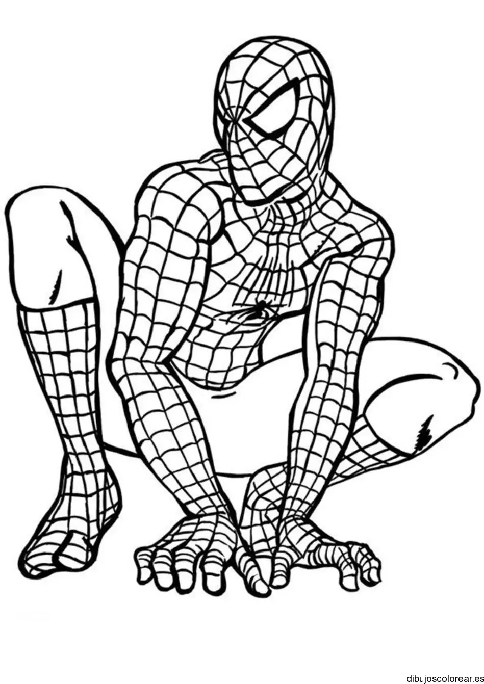 Dibujo de Spiderman sentado