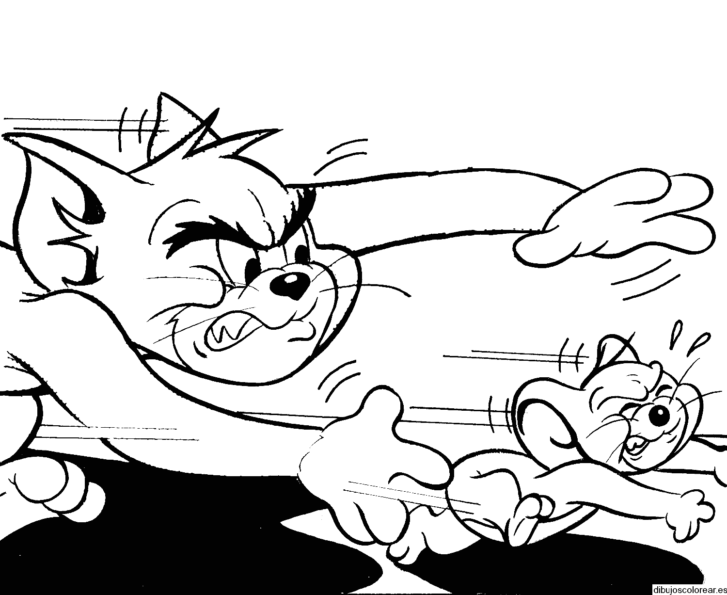 Dibujo de Tom cazando a Jerry