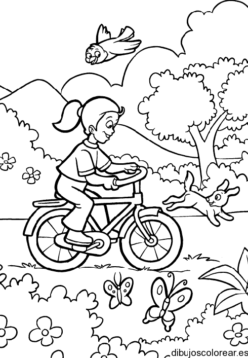 Dibujo de chica en bicicleta