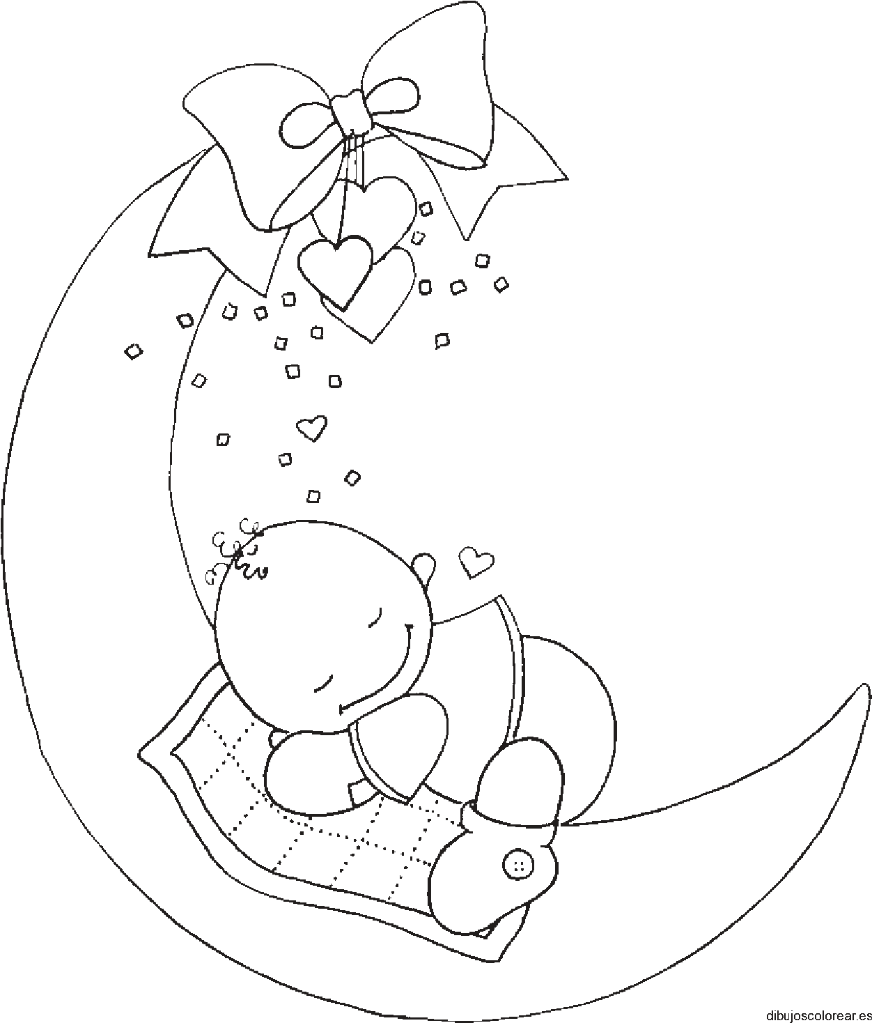Dibujo de un bebé sobre la luna