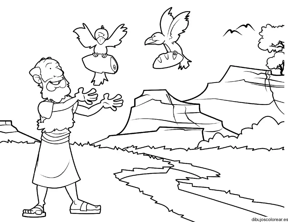Dibujo de Noé con las aves