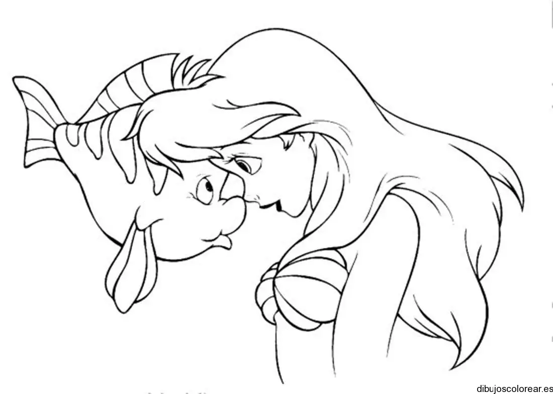 Dibujo de Ariel jugando con un pececito