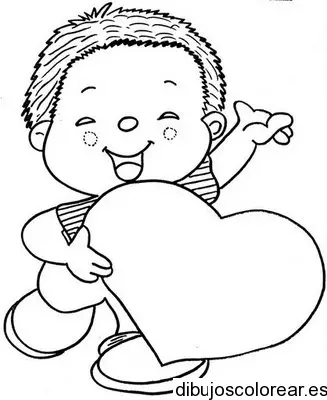 Dibujo de San Valentin niño con corazón