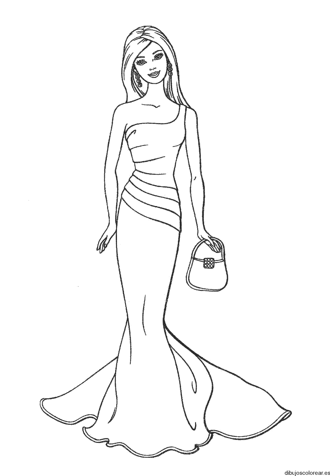 Dibujo de Barbie vestida de fiesta