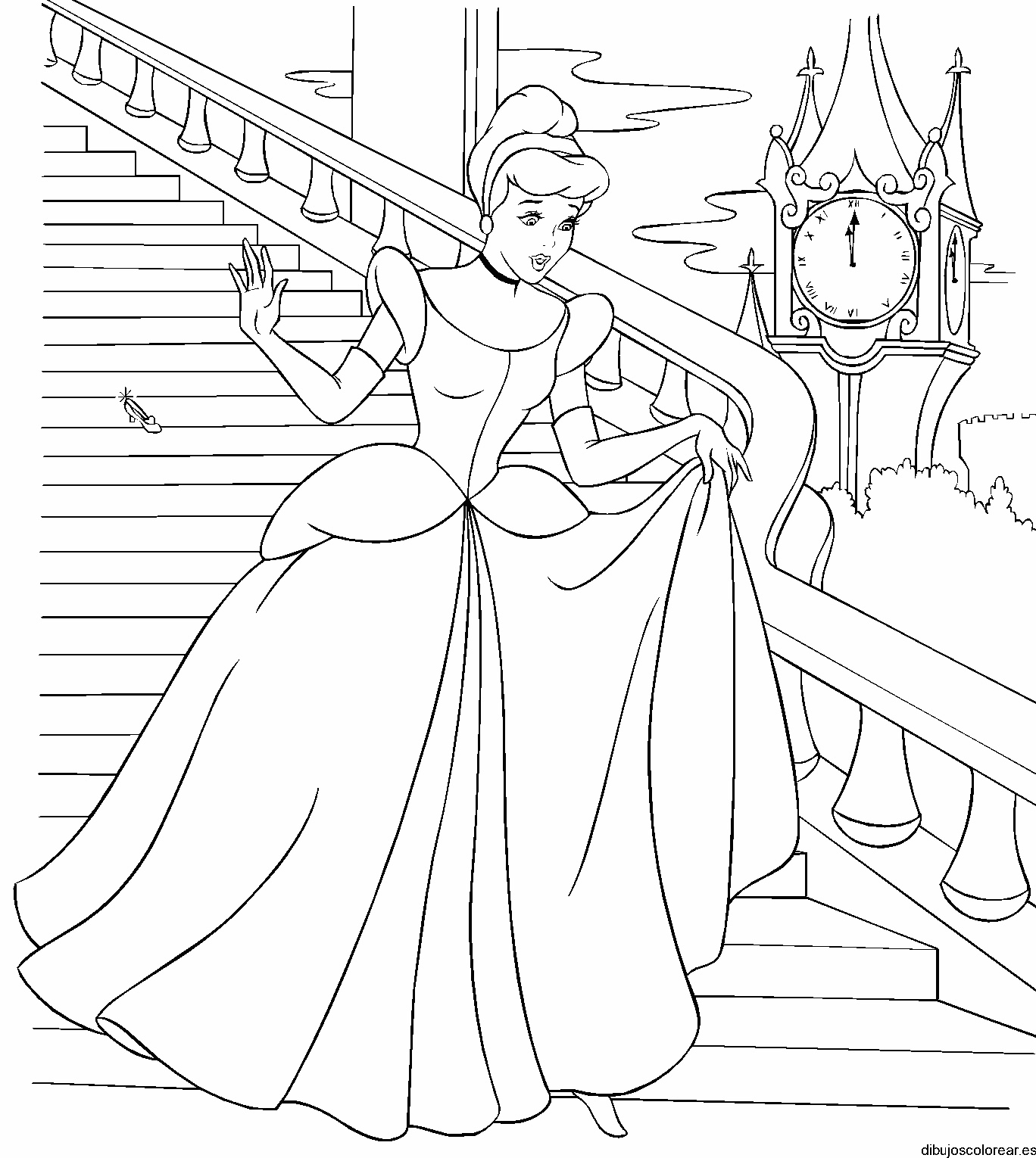 Dibujo de Cenicienta dejando su zapato