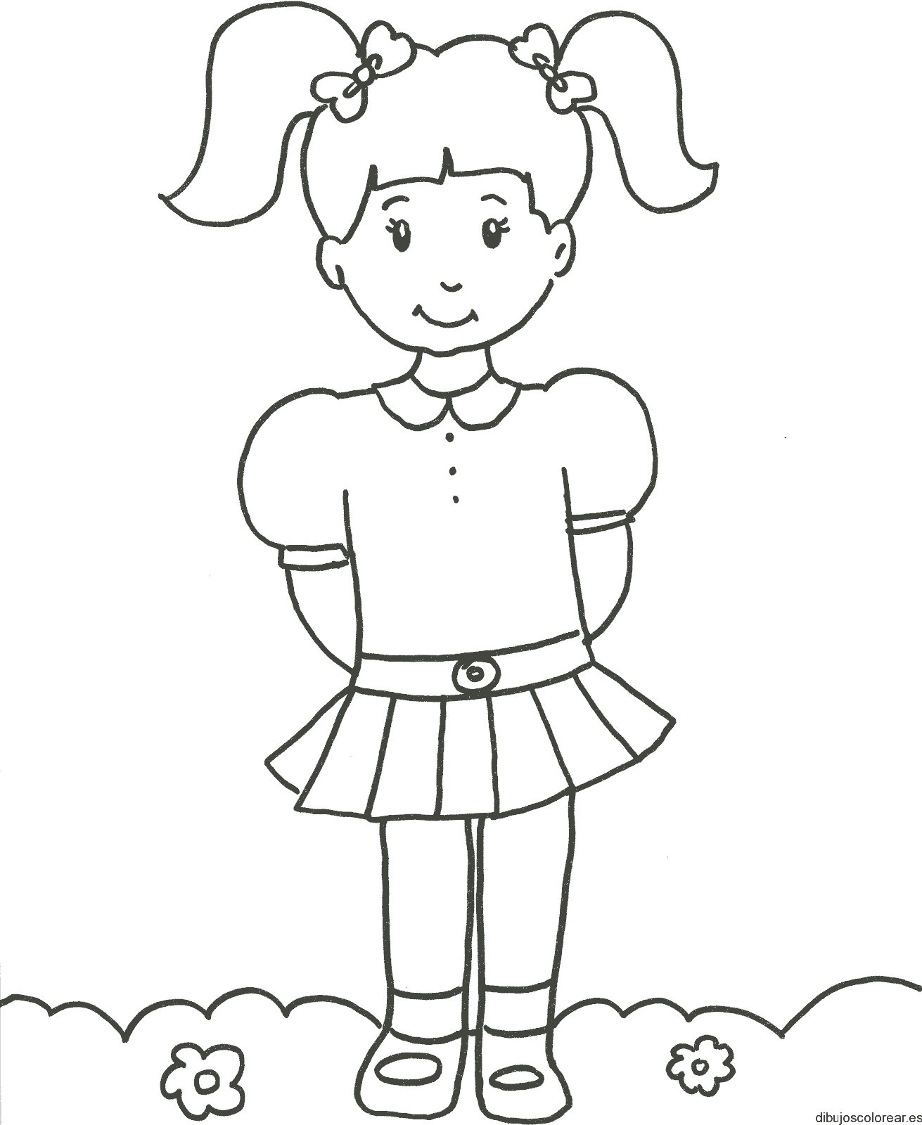 Dibujo de una niña con uniforme