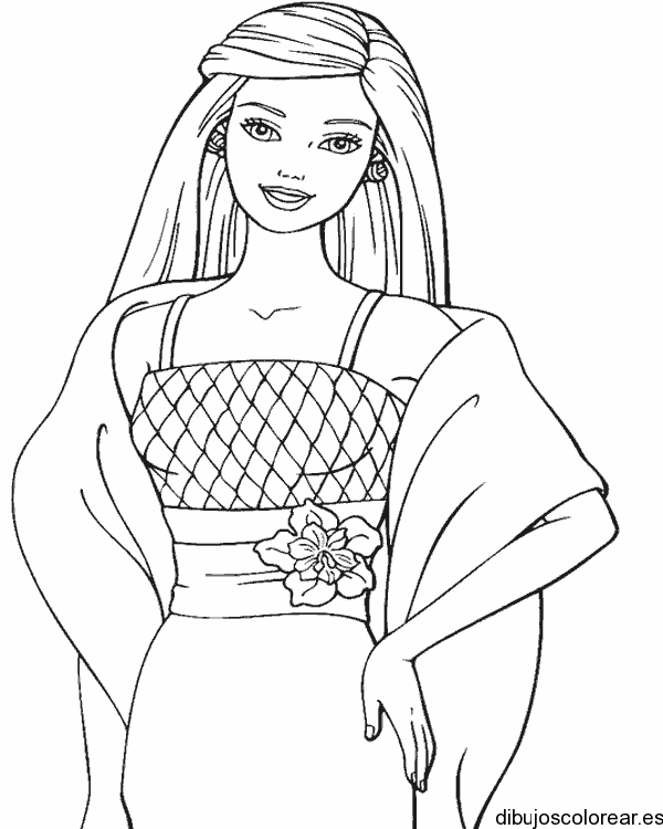 Dibujo de Barbie sonriente de fiesta