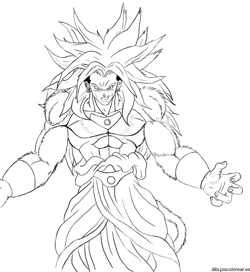 Dibujo de un guerrero de pelo largo