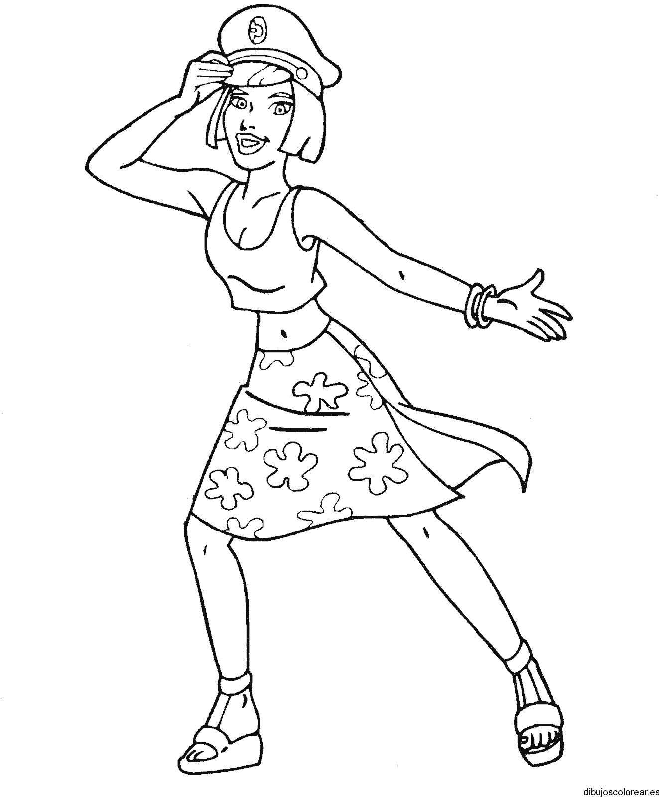 Dibujo de una chica con gorro de capitán
